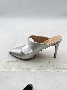 YDN White Pointed Toe Cutout Mules High Heel Sandals Slip on Party Dance Shoes